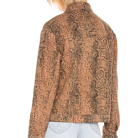 Free People Snake Print Trucker Jacket Size XS - Picture 3 of 4